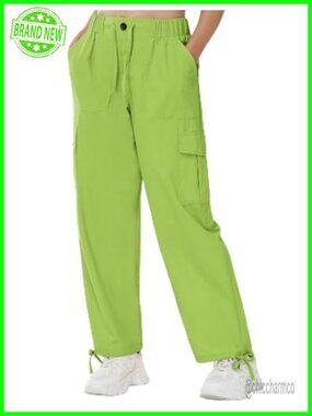 Cargo Joggers Parachute Y2K Pants Lightweight Hiking Travel Scrub Pants Elastic